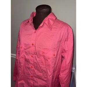 Avenue Pink Button Down Shirt‎ Plus Size 26/28 Stretch Classic Fit